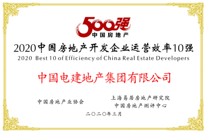 中国电建地产集团荣膺“2020中国房地产开发企业500强”，打造综合开发与工程建设新标杆